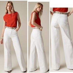 J. Crew Wide-leg denim Jean trouser in white high rise full length Sz 26 NWT